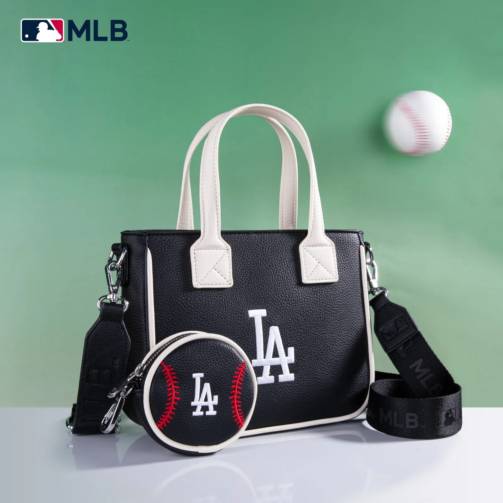 MLB-LA103   MLB  Los Angeles Dodgers Team Tote/Crossbody with Baseball Coin Pouch