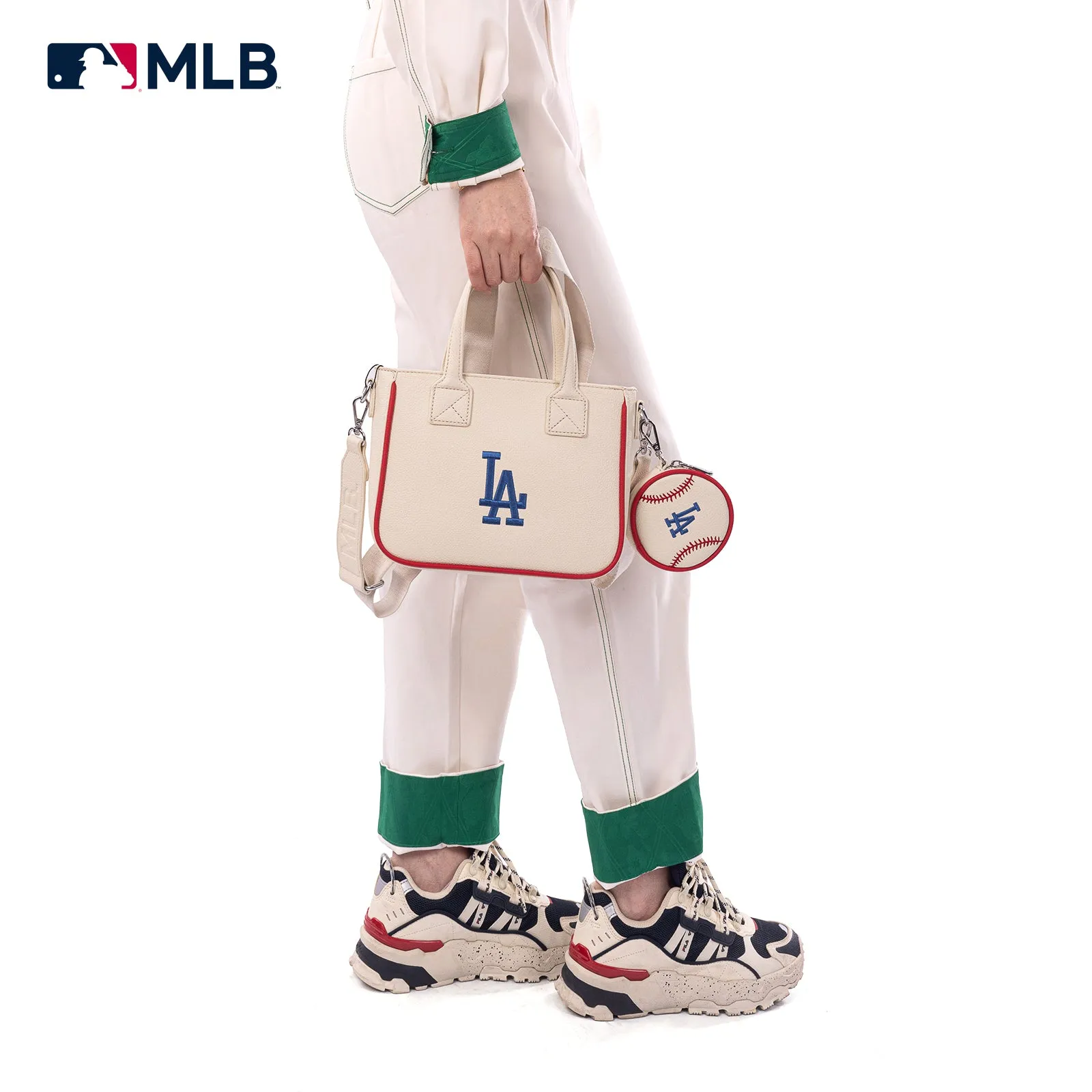 MLB-LA103   MLB  Los Angeles Dodgers Team Tote/Crossbody with Baseball Coin Pouch