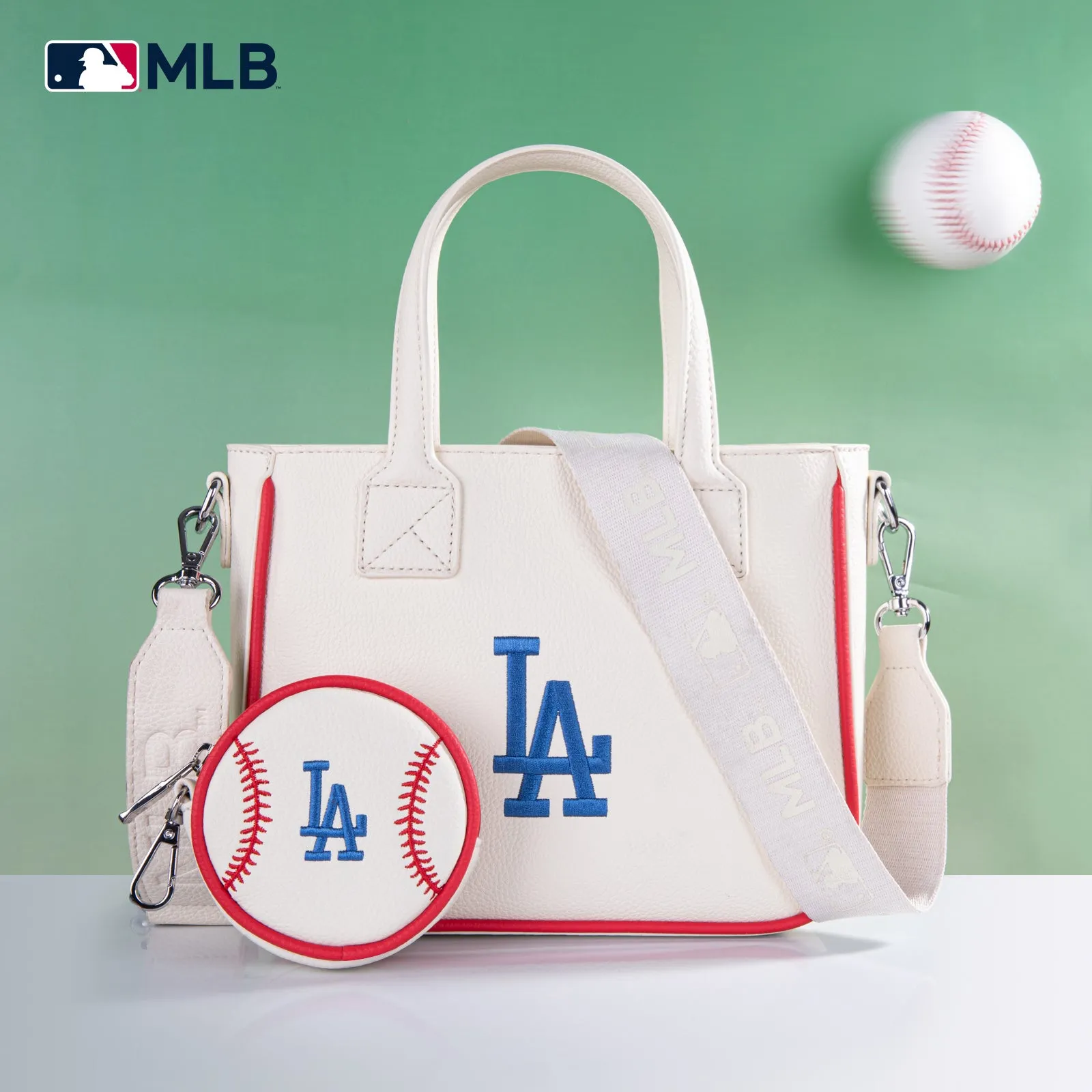 MLB-LA103   MLB  Los Angeles Dodgers Team Tote/Crossbody with Baseball Coin Pouch