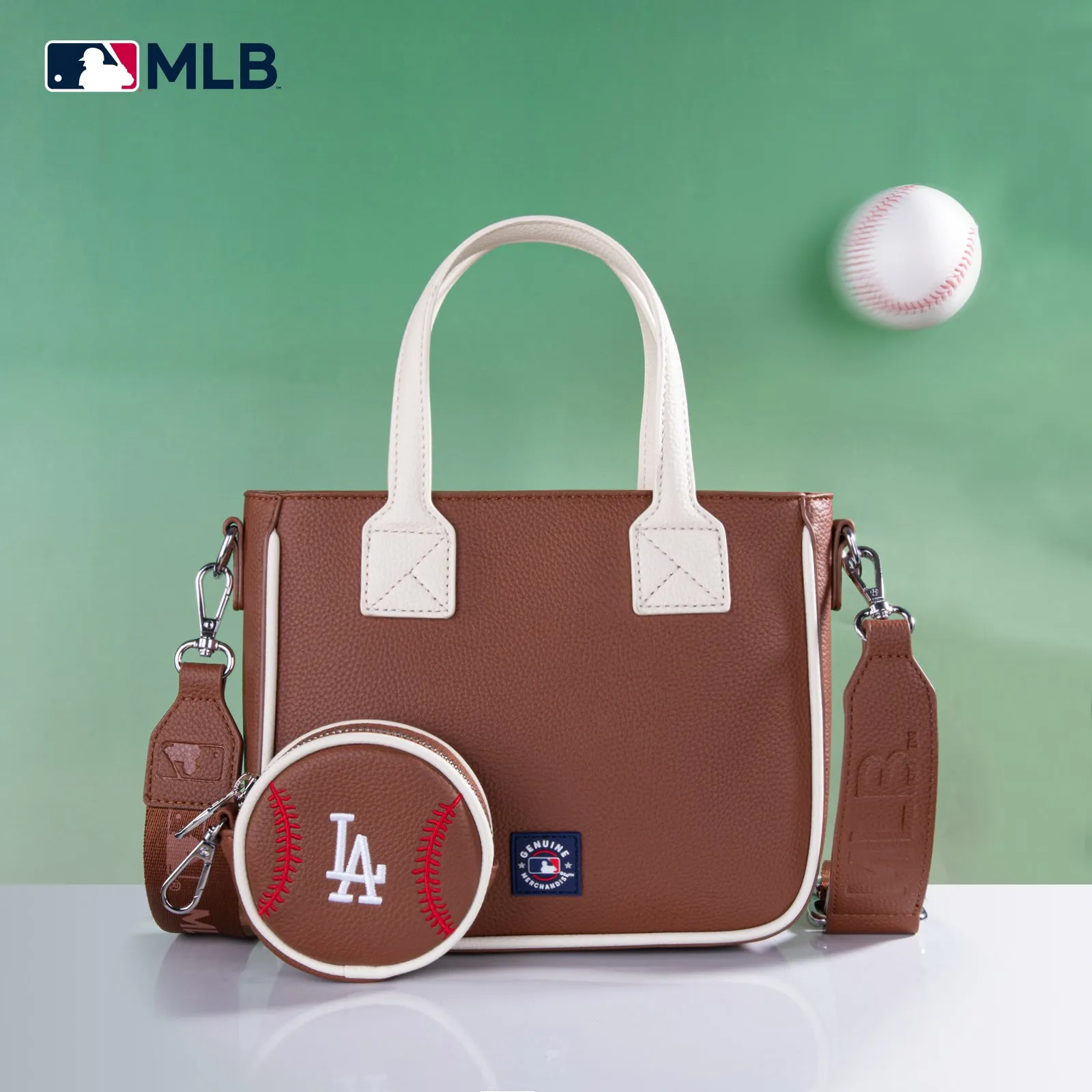 MLB-LA103   MLB  Los Angeles Dodgers Team Tote/Crossbody with Baseball Coin Pouch