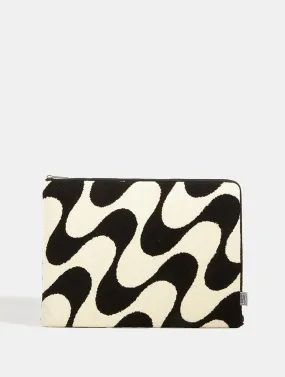 Monochrome Wave Fuzzy Laptop Case