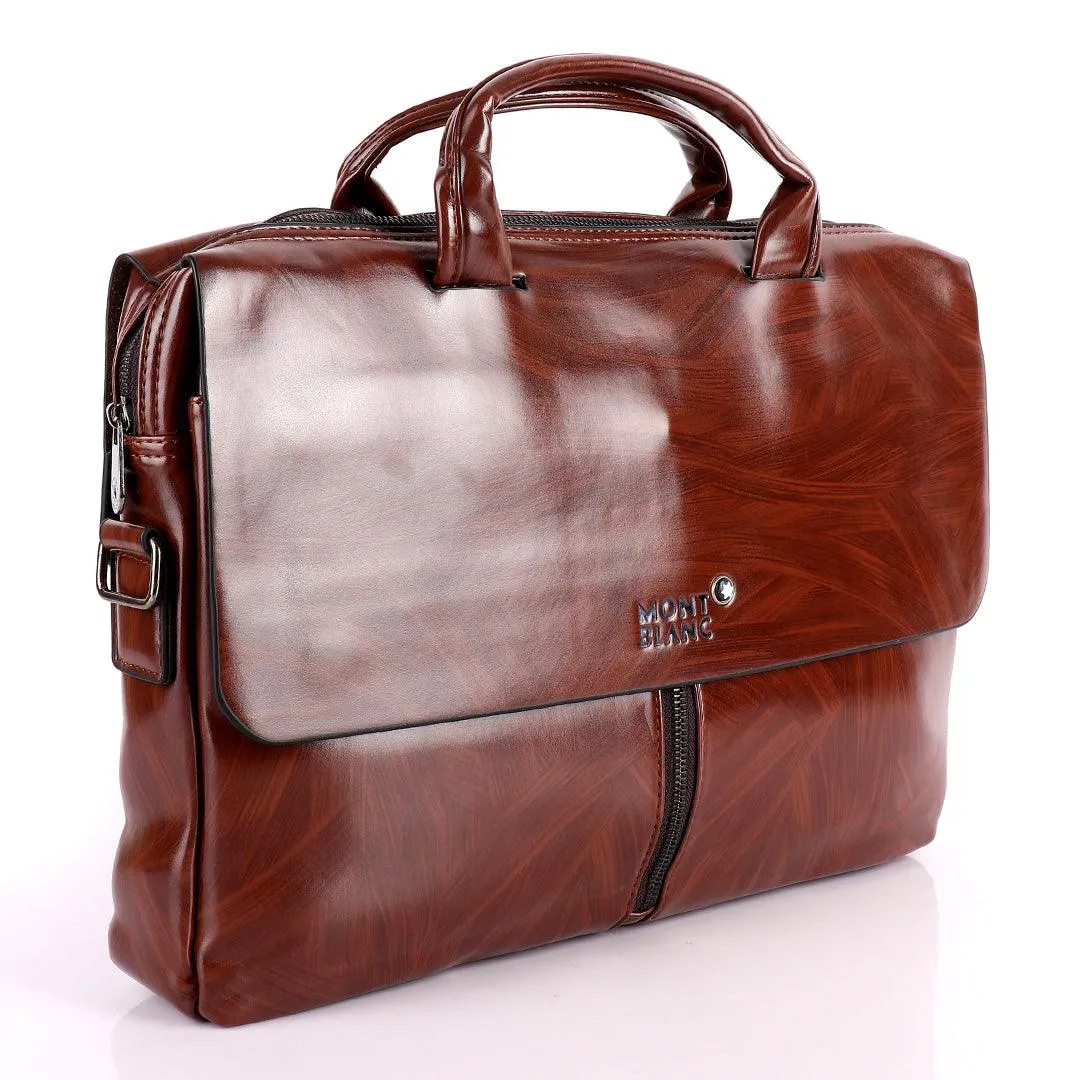 Mont Blanc Men's Formal Genuine Leather Bag- Brown