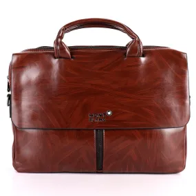 Mont Blanc Men's Formal Genuine Leather Bag- Brown