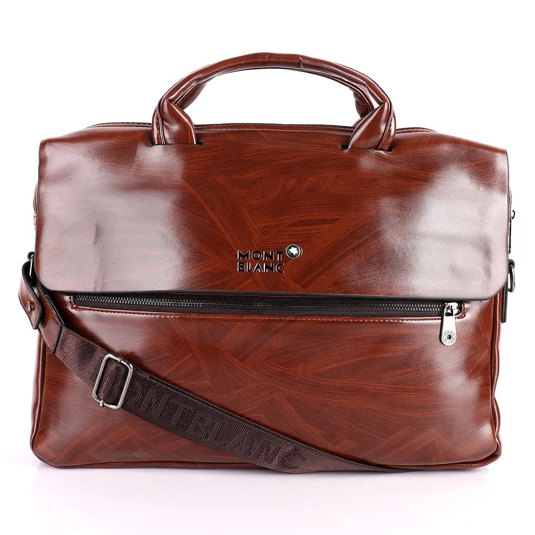 Mont Blanc Men's Formal Genuine Leather Bag- Brown