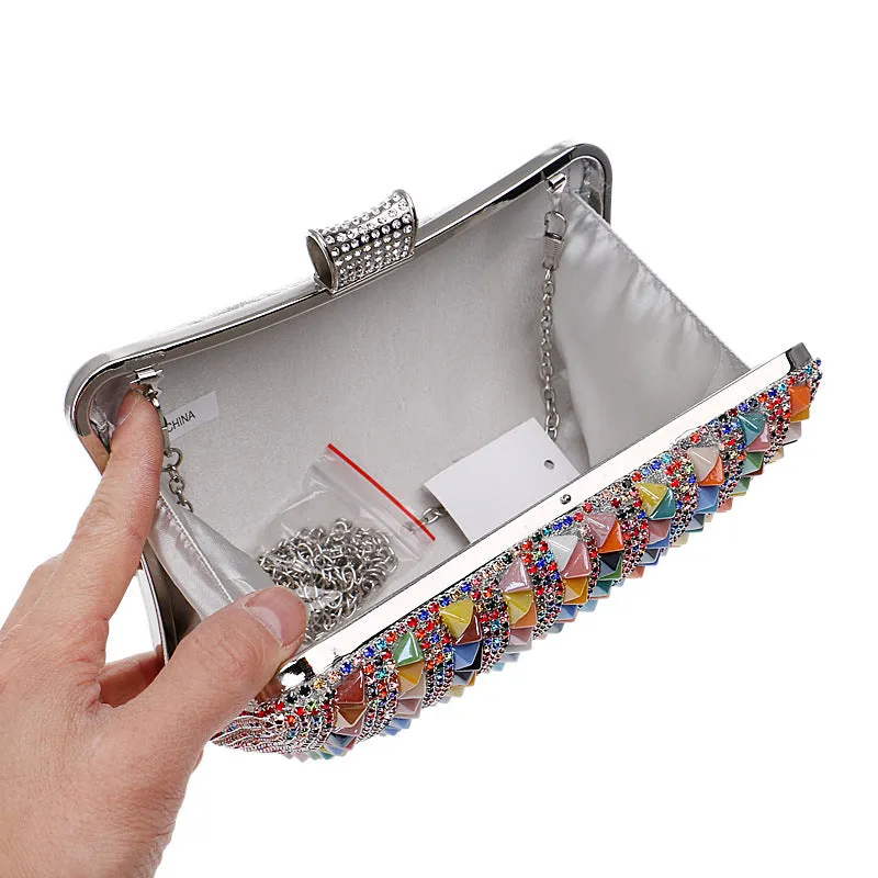 Multicolor Crystal Studded Evening Bag