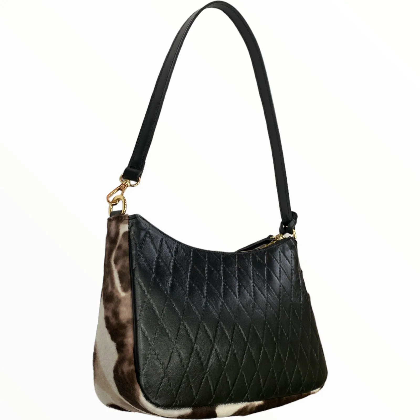 Natalie L. Black quilted leather evening bag