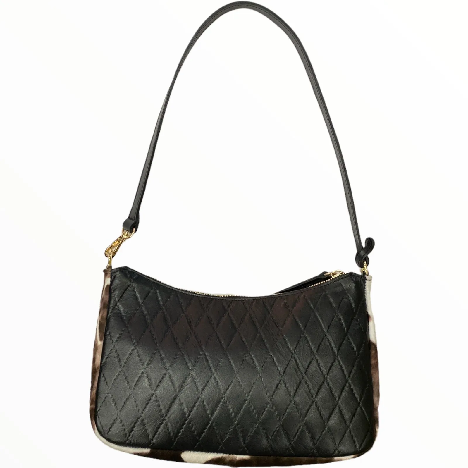 Natalie L. Black quilted leather evening bag