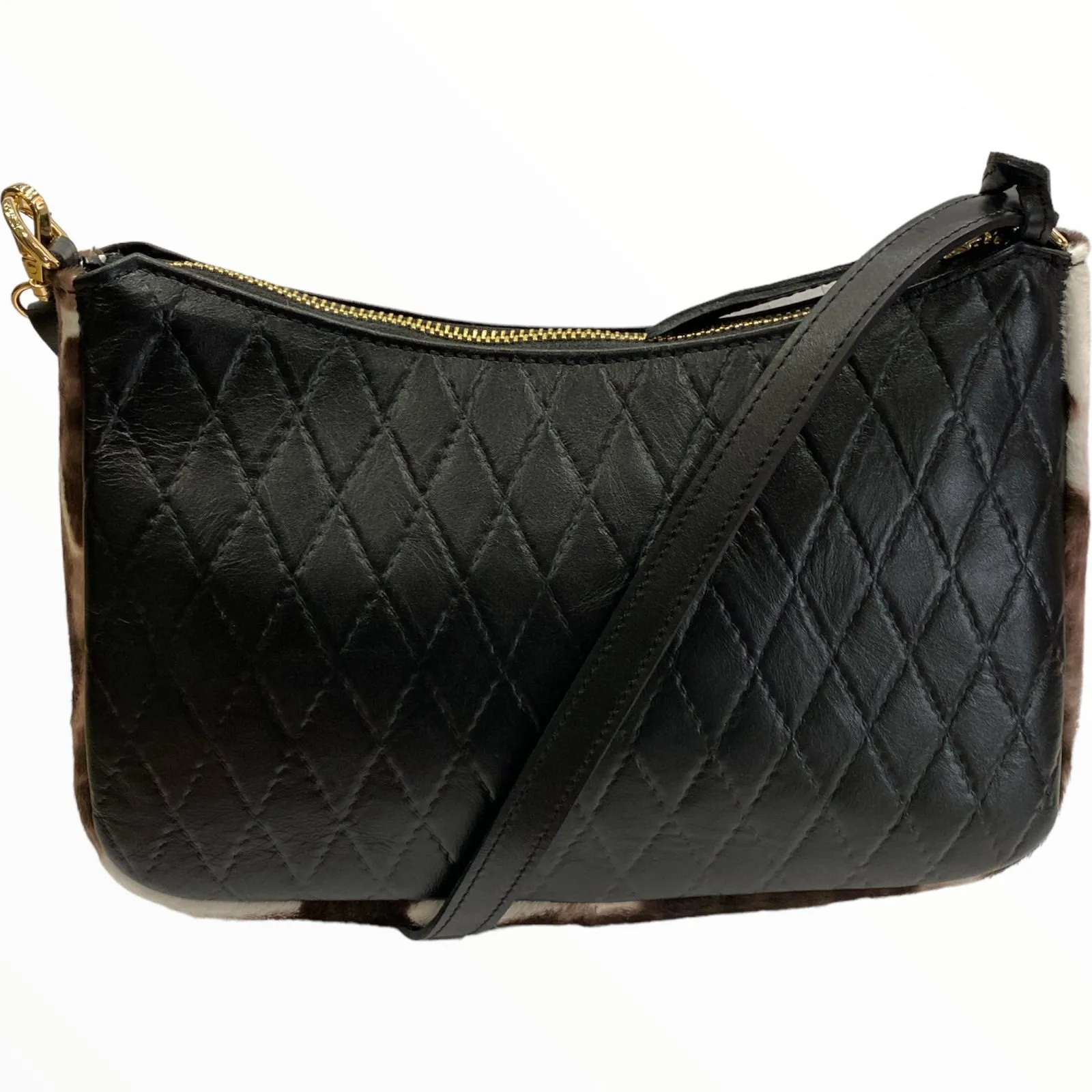 Natalie L. Black quilted leather evening bag