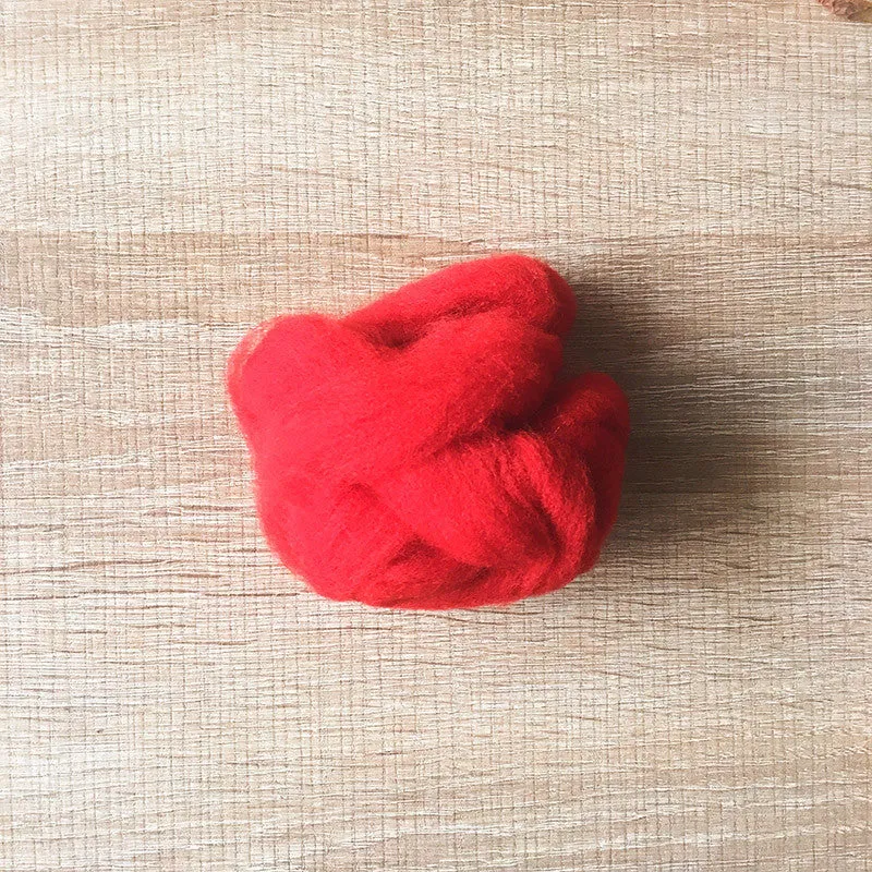 Needle felted wool felting Christmas Red wool Roving for felting supplies short fabric easy felt