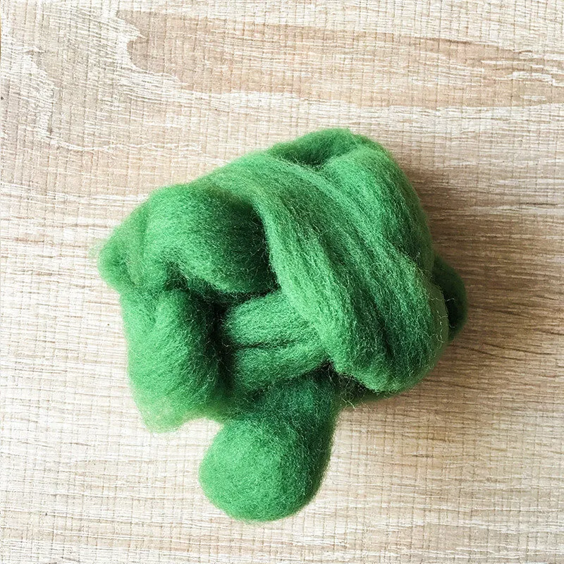 Needle felted wool felting Green Pine wool Roving for felting supplies short fabric easy felt