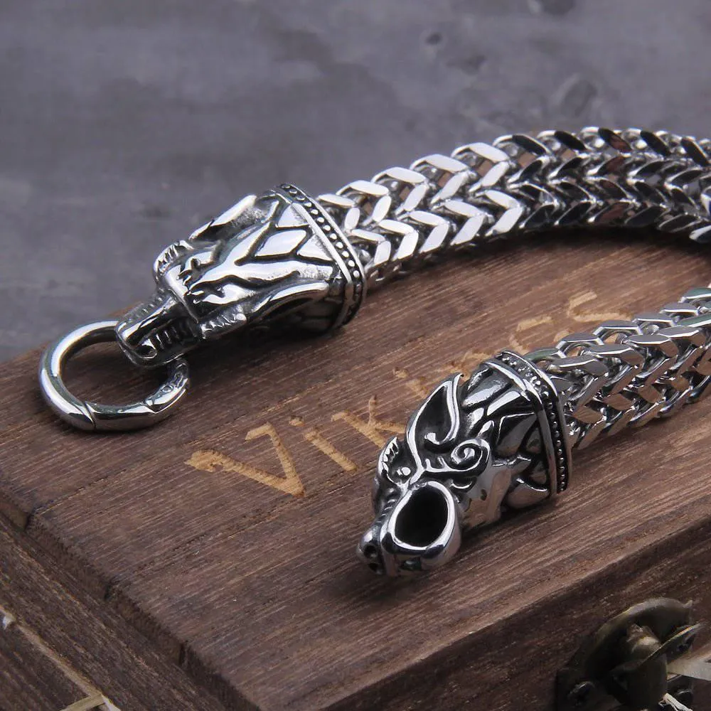 Odin's Wolf Bite Heavy Chain Bracelet - Stainless Steel