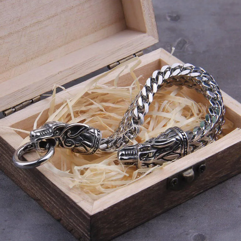 Odin's Wolf Bite Heavy Chain Bracelet - Stainless Steel