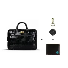 Office Smart Combo: Croc-Textured, Keychain & Wallet Set