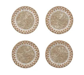 Palisade Coaster in Gold & Silver Set of 4 in a Gift Bag by Kim Seybert