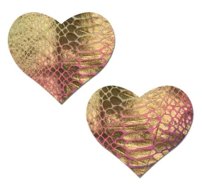 PASTEASE LOVE GOLD HOLOGRAPHIC SNAKE PRINT PASTEL TIE DYE HEART NIPPLE PASTIES