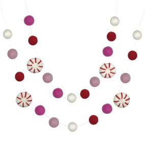 Peppermint Felt Christmas Garland- Red & Pink