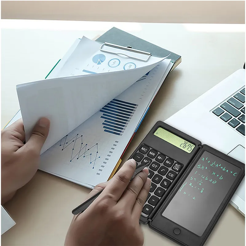 Portable Desk Calculator With Writing Tablet 12-Dpdcwt