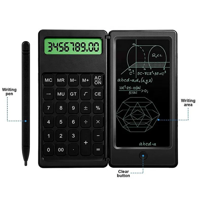 Portable Desk Calculator With Writing Tablet 12-Dpdcwt