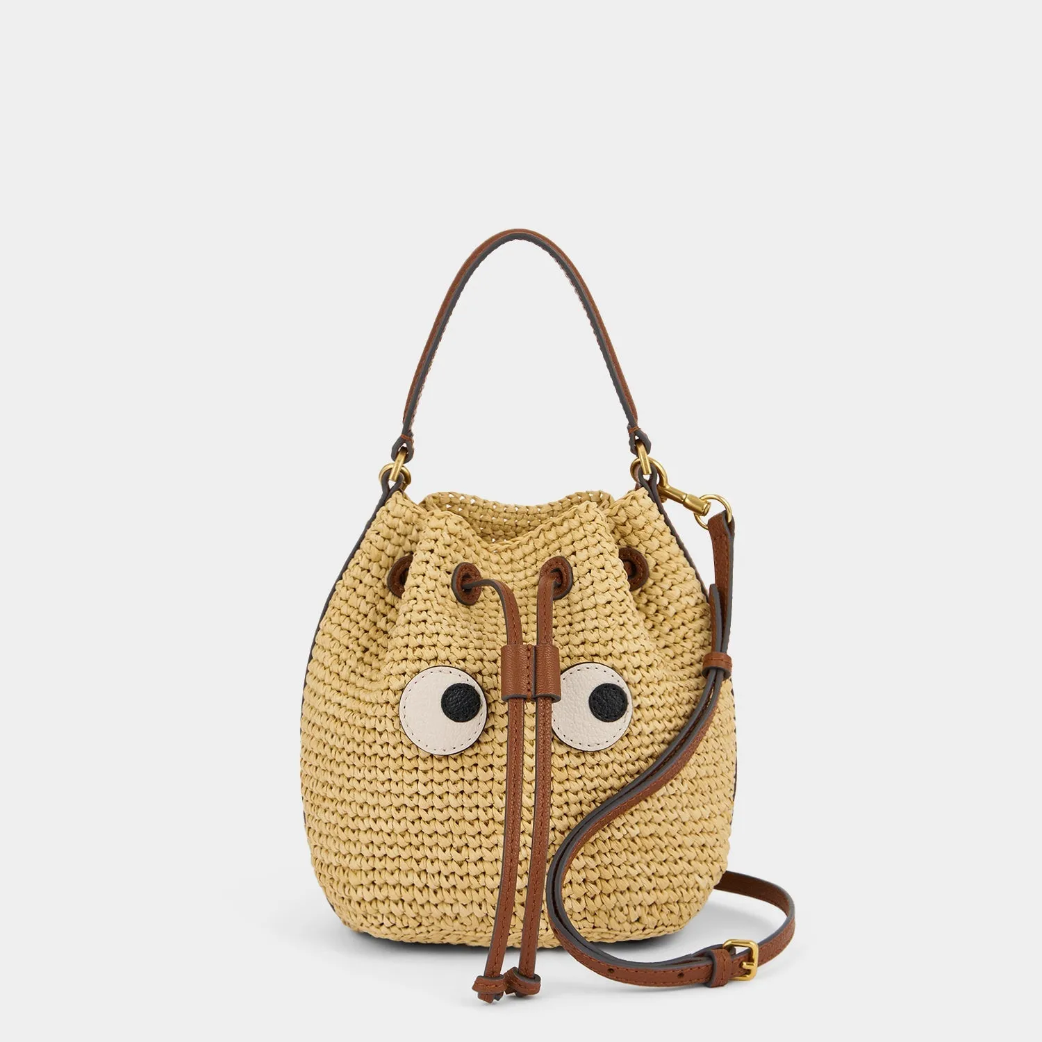 Raffia Eyes Drawstring Cross-body