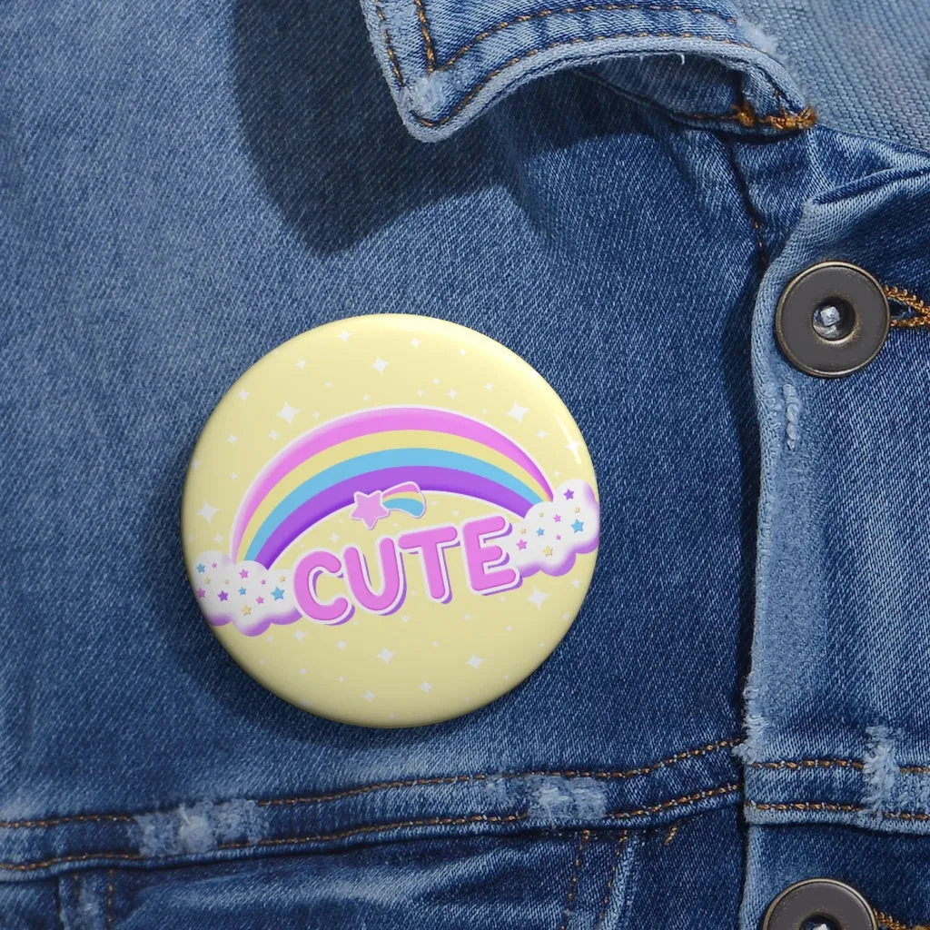 Rainbow Cute Magic Yellow Button Badge Pin (2.25")