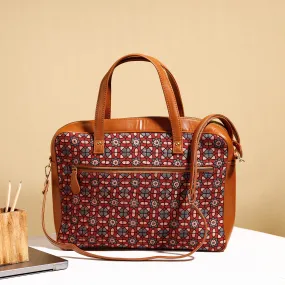 Red - Handcrafted Ajrakh Block Printed Cotton Laptop Bag (15 x 13 in)