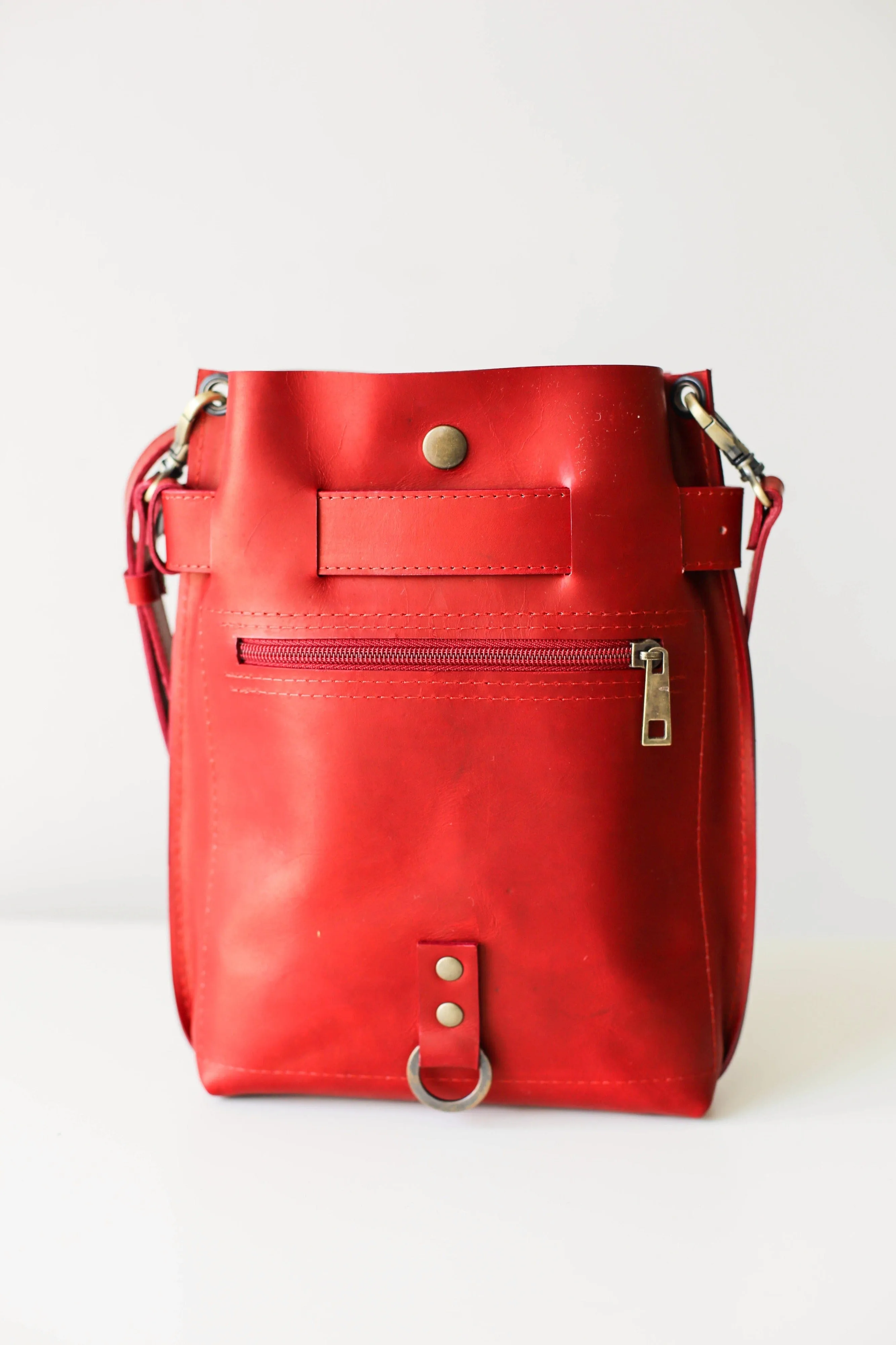 Red Mini Leather Backpack