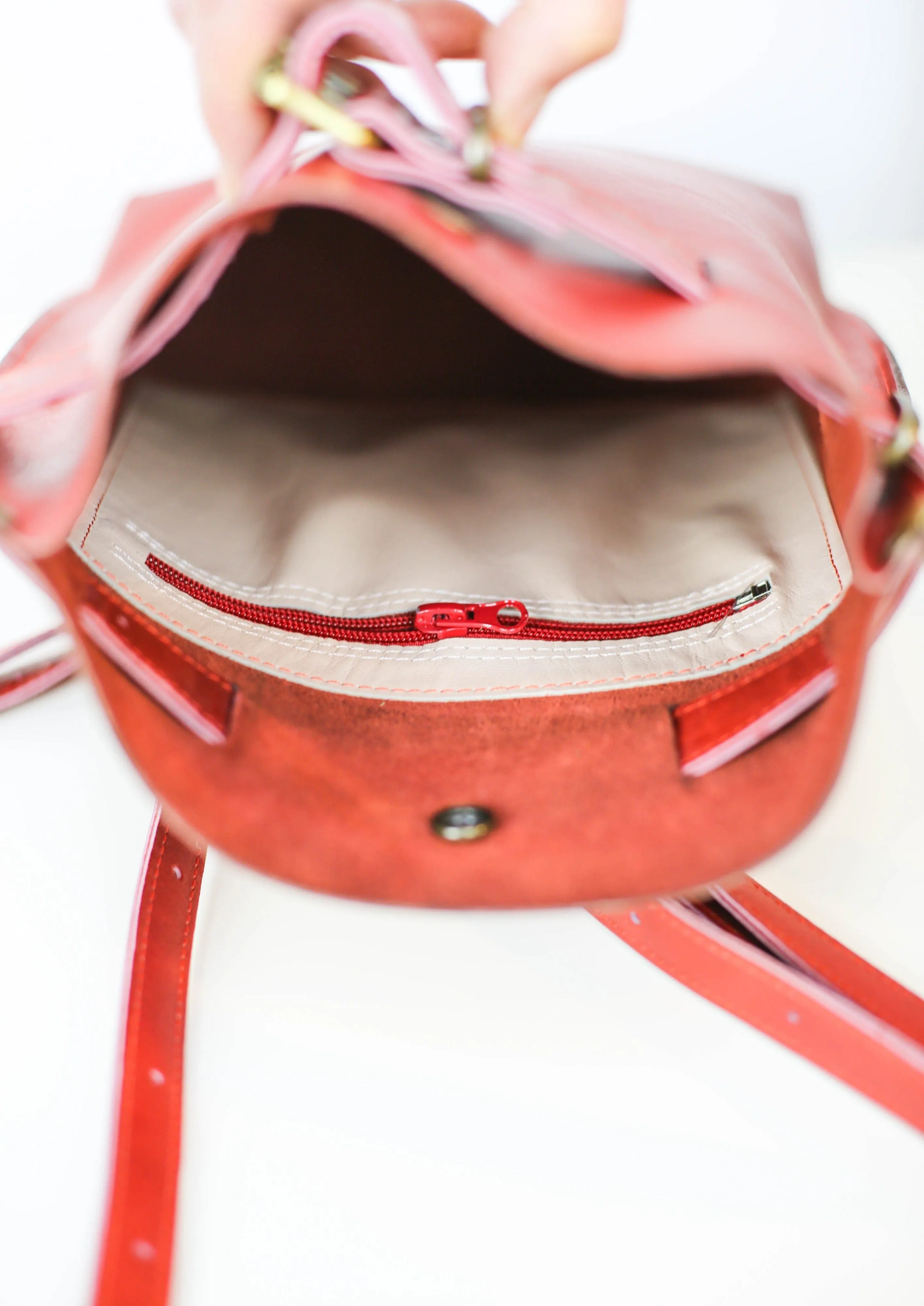 Red Mini Leather Backpack