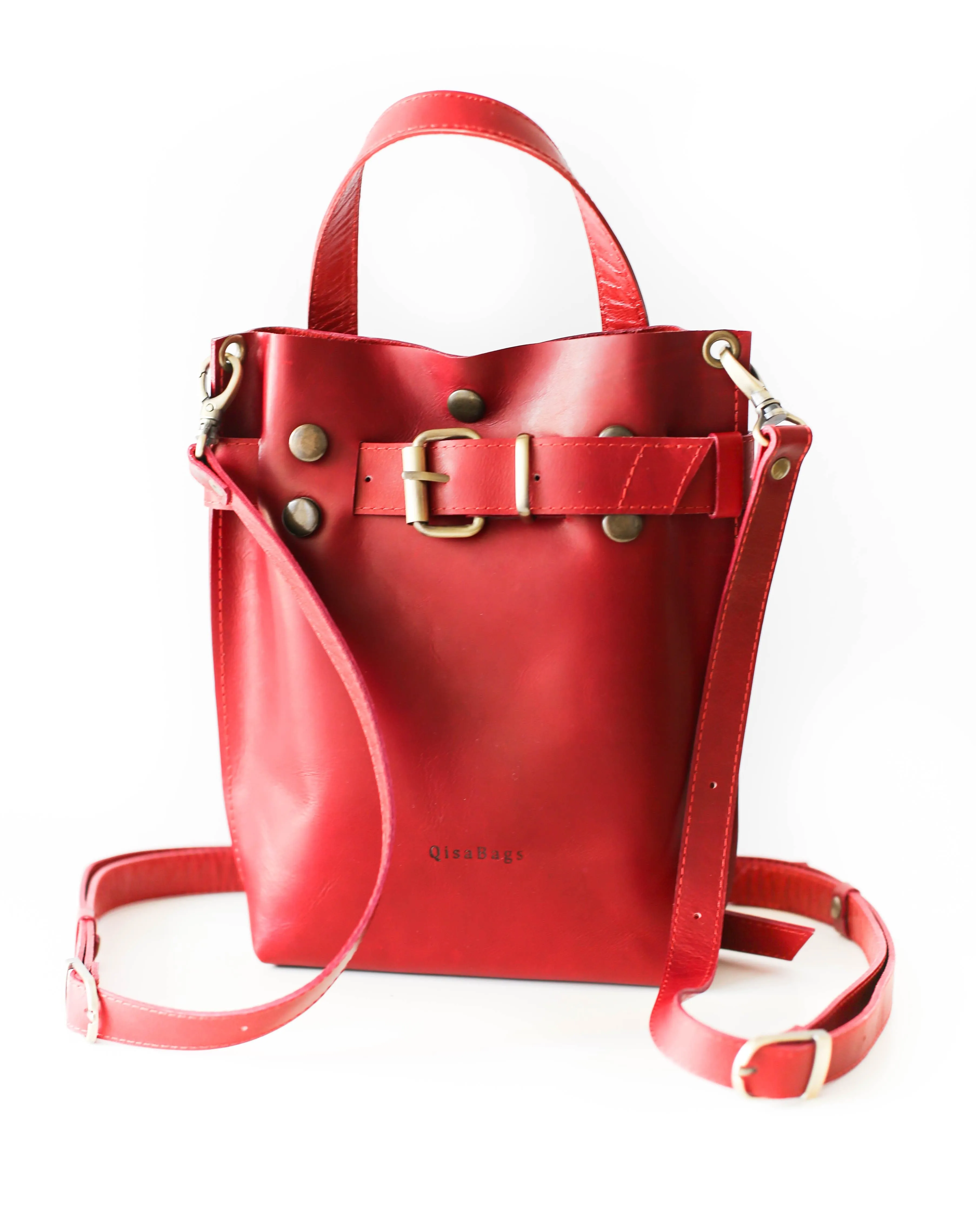 Red Mini Leather Backpack