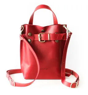 Red Mini Leather Backpack