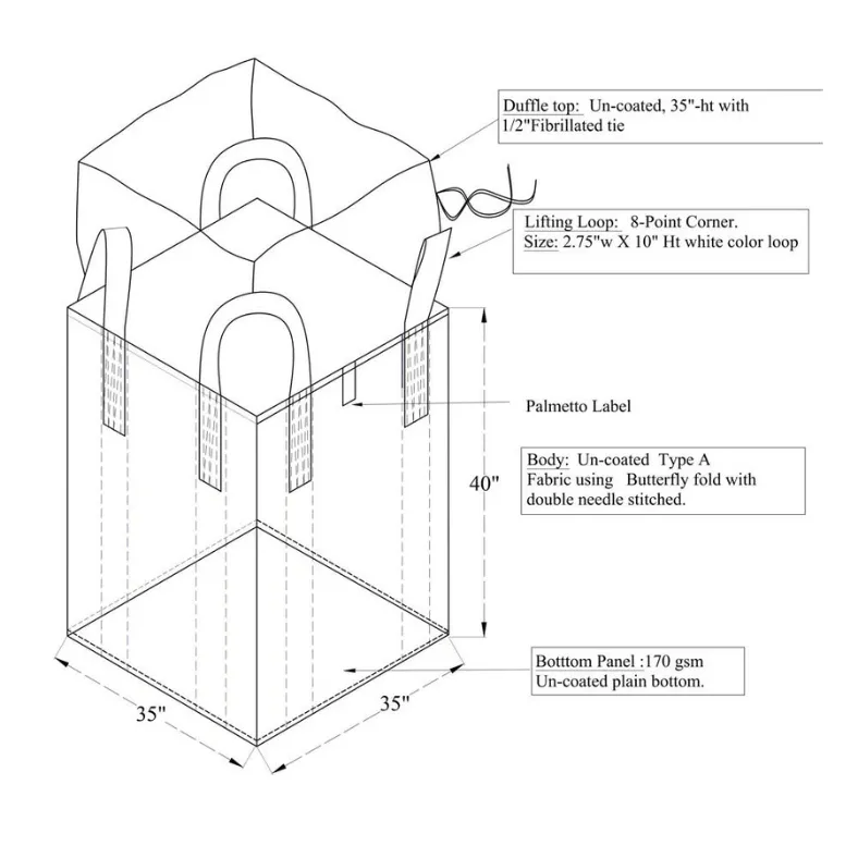 Reinforced Bulk Bag (FIBC) - Duffle Top, Flat Bottom