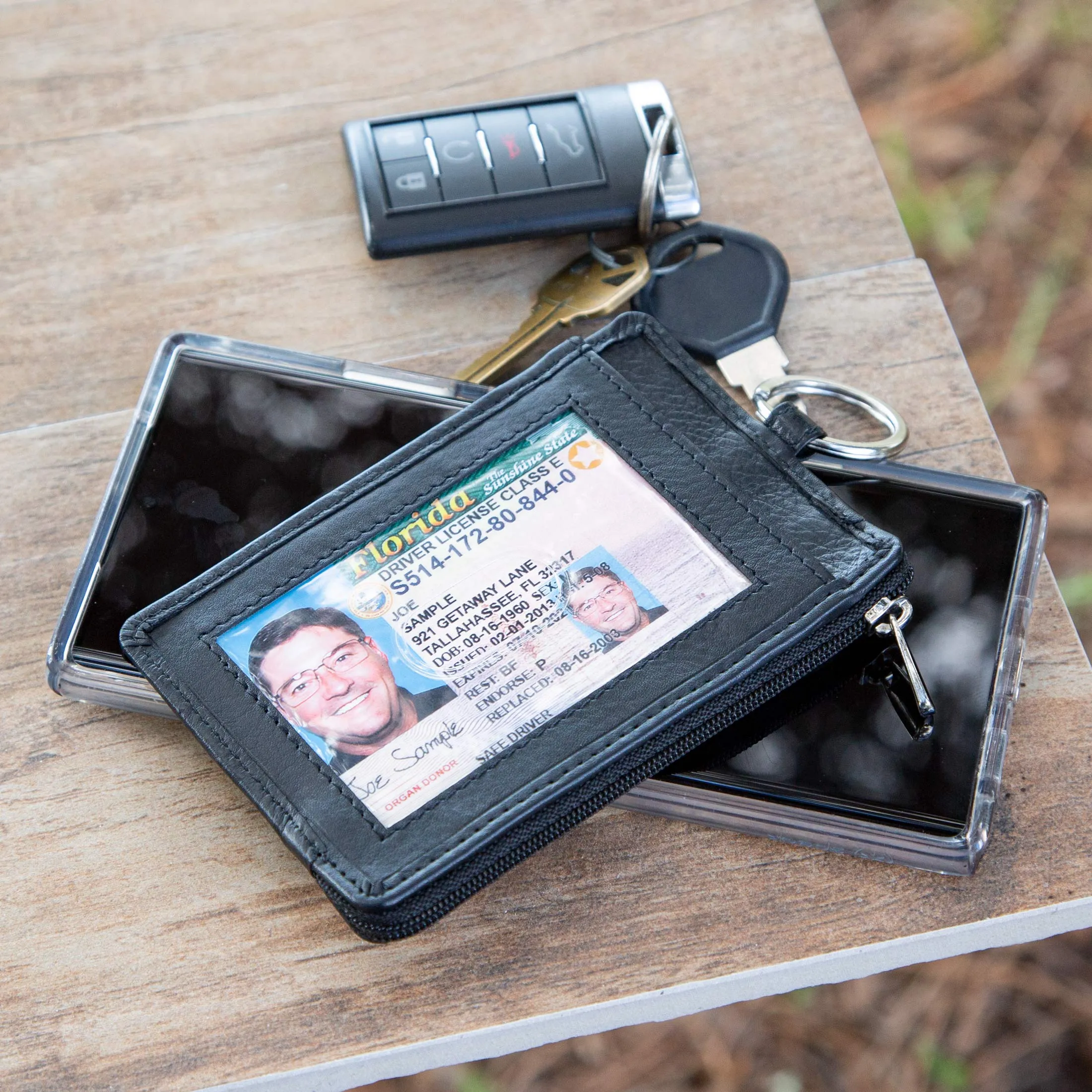 RFID Blocking Leather Secure Badge Holder Portrait