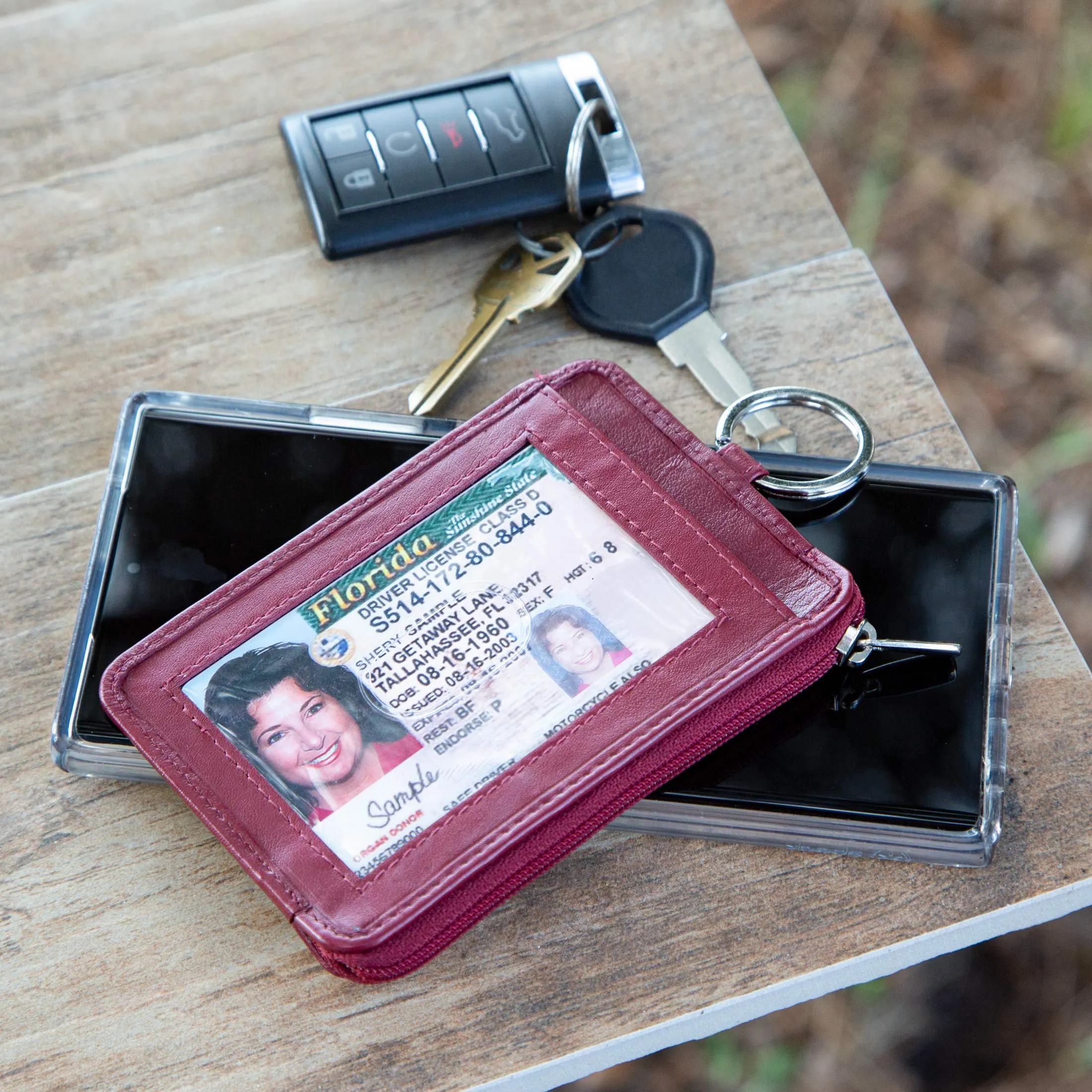 RFID Blocking Leather Secure Badge Holder Portrait