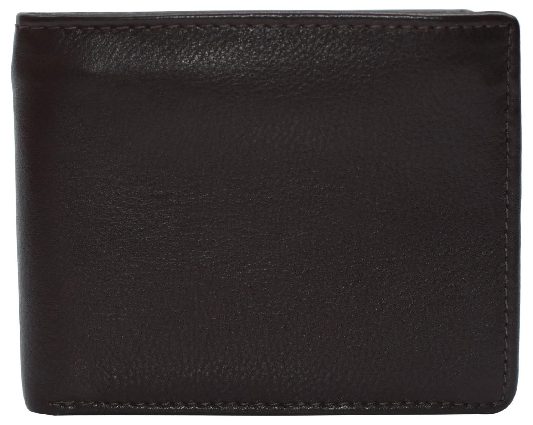 RFID Blocking Men's Bifold Leather Wallet With Double Center Flap And 3 ID Windows