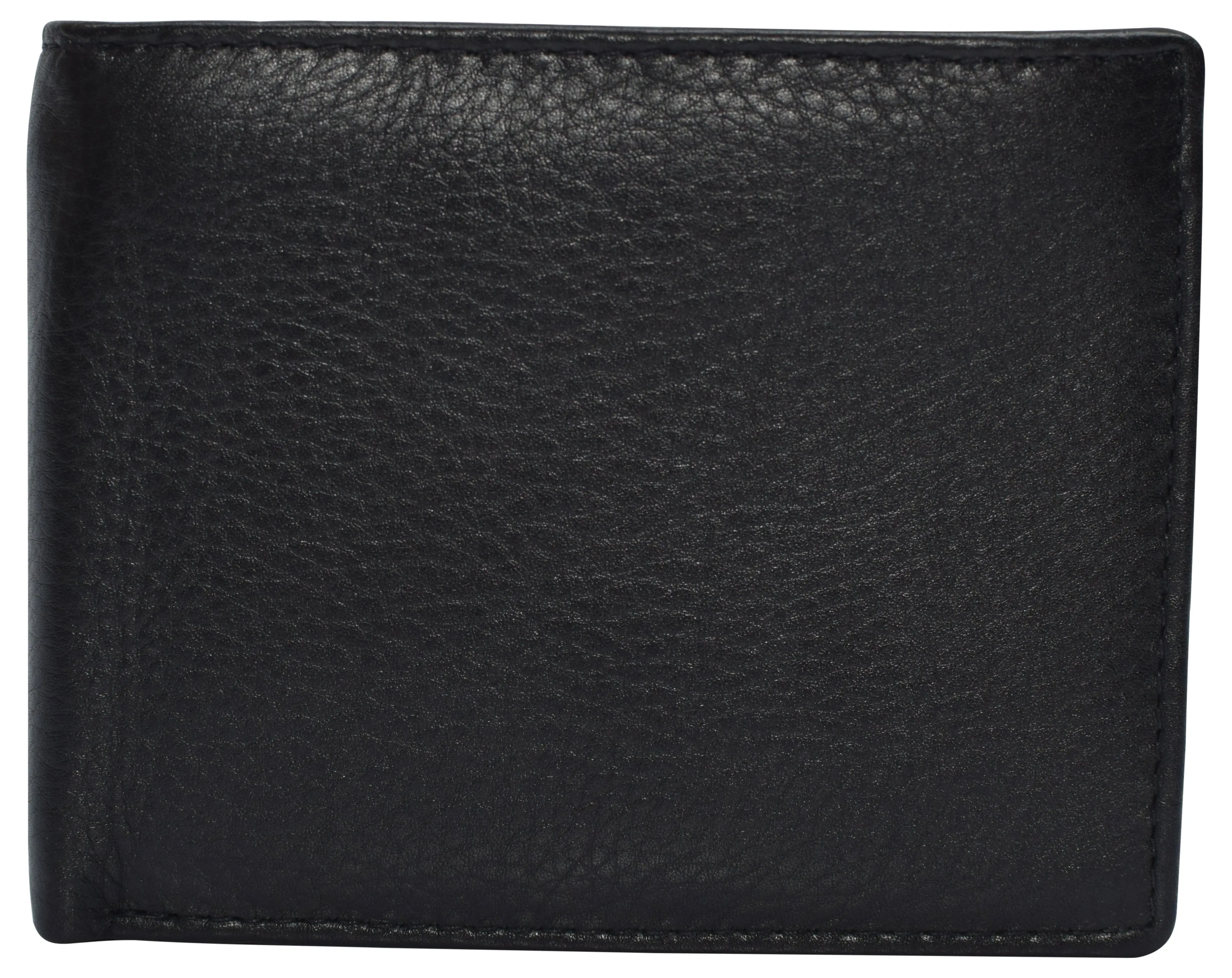 RFID Blocking Men's Bifold Leather Wallet With Double Center Flap And 3 ID Windows