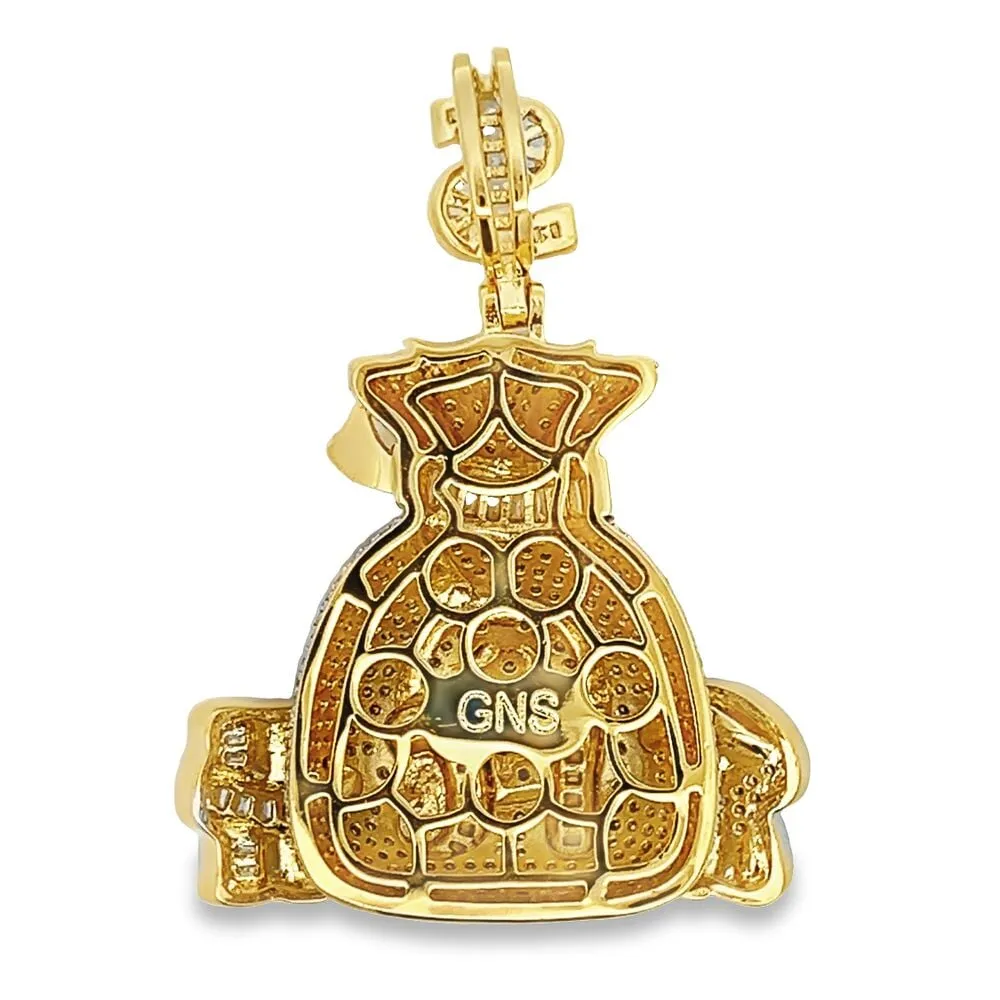 RICH Money Bag CZ Hip Hop Iced Out Pendant