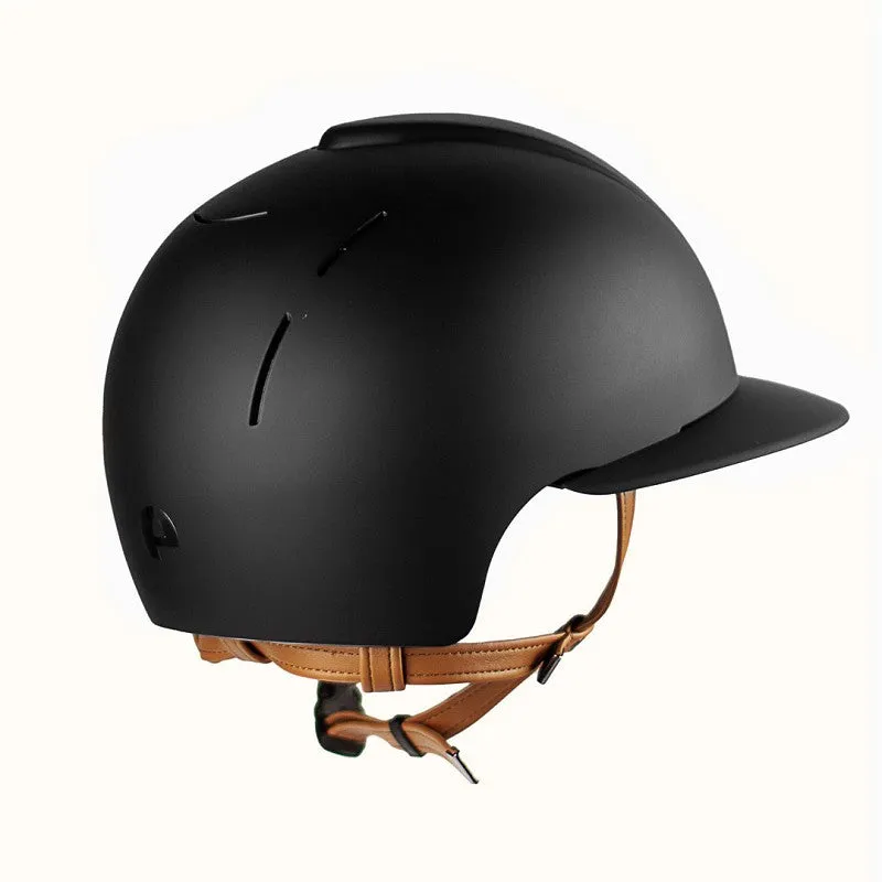 Riding Helmet Cromo Smart Polo Visor Helmet with Beige Chin Strap