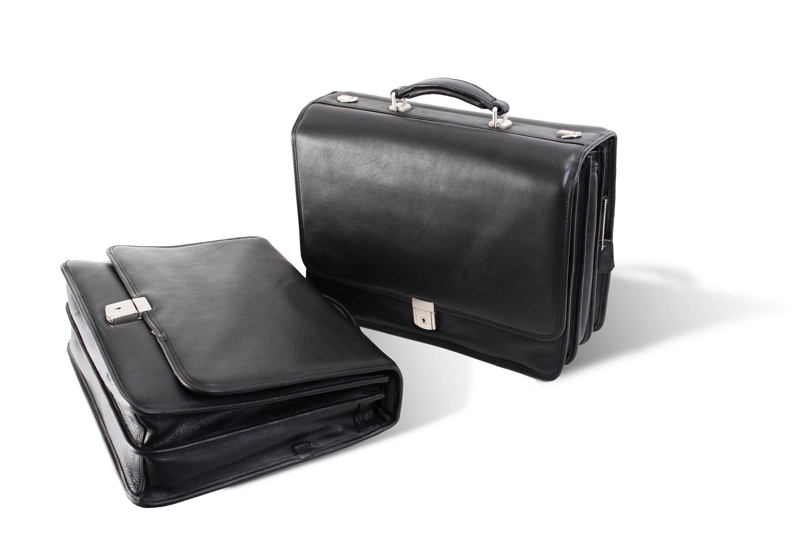 RIVER NORTH | 15” Leather Triple-Compartment Laptop Briefcase