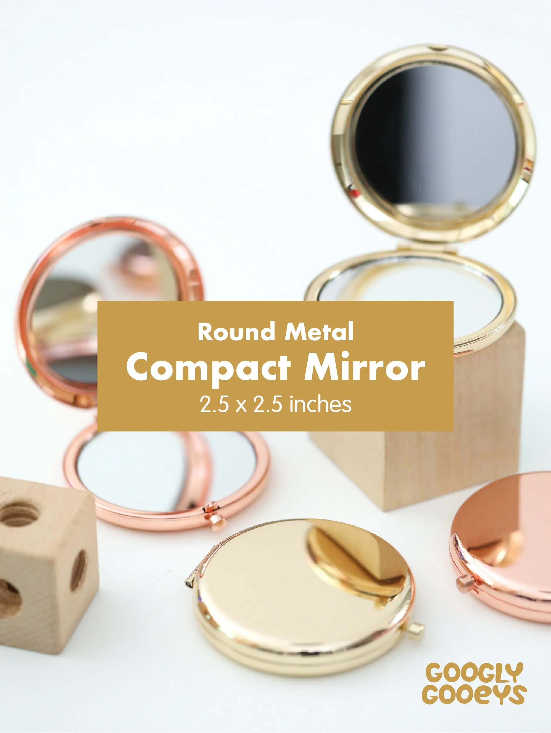 Round Foldable Metal Compact Mirror