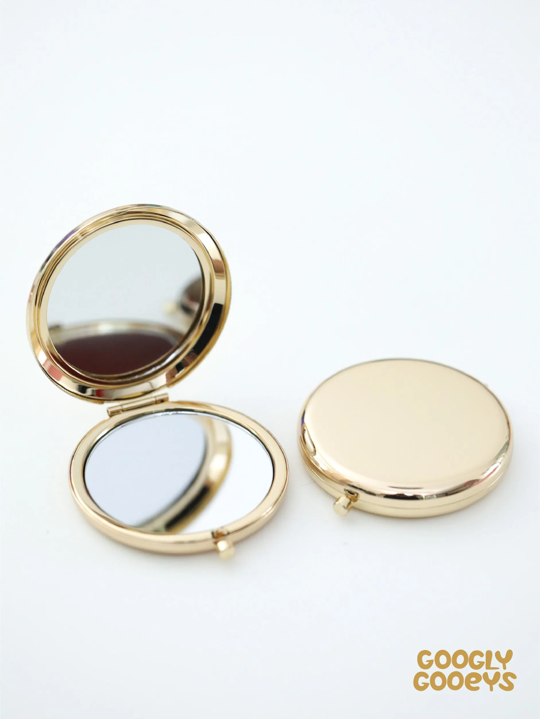 Round Foldable Metal Compact Mirror