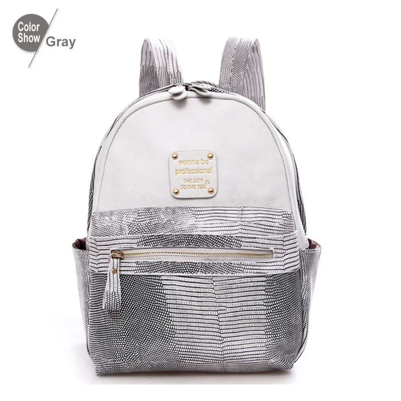 RoyaDong 2016 Brand Women's Backpacks Casual Pu Leather Backpack For Women Serpentine School Bags For Teenagers Girls Book Bag