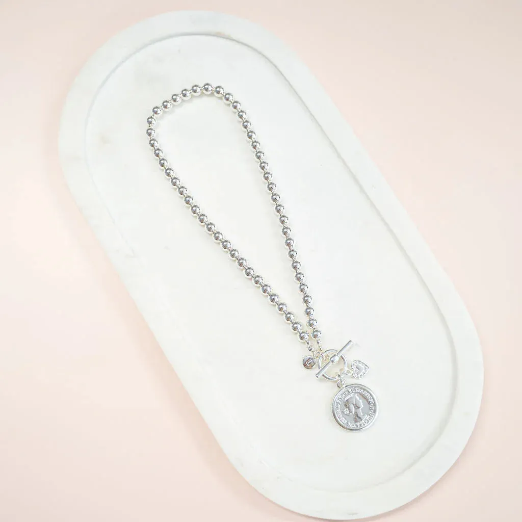 SHORT | Silver Beads & Coin Necklace