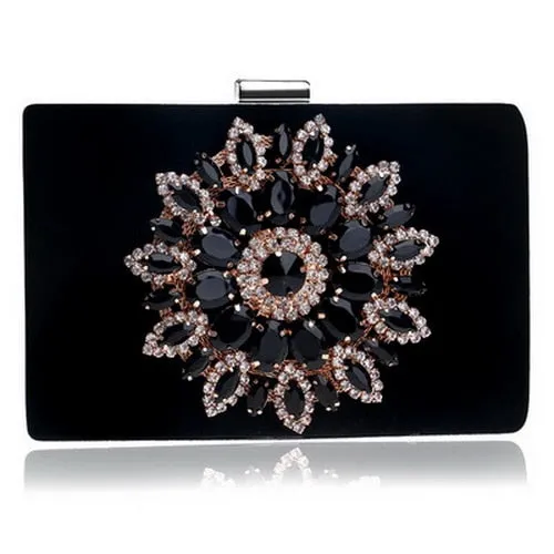 Single Side Sun Diamond Crystal Evening Bag Clutch Rhinestones Purse