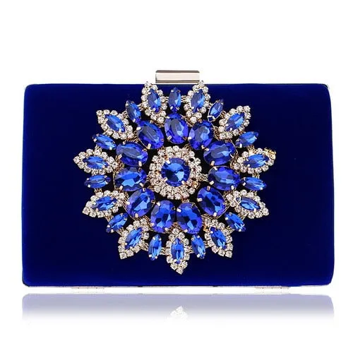 Single Side Sun Diamond Crystal Evening Bag Clutch Rhinestones Purse