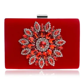 Single Side Sun Diamond Crystal Evening Bag Clutch Rhinestones Purse