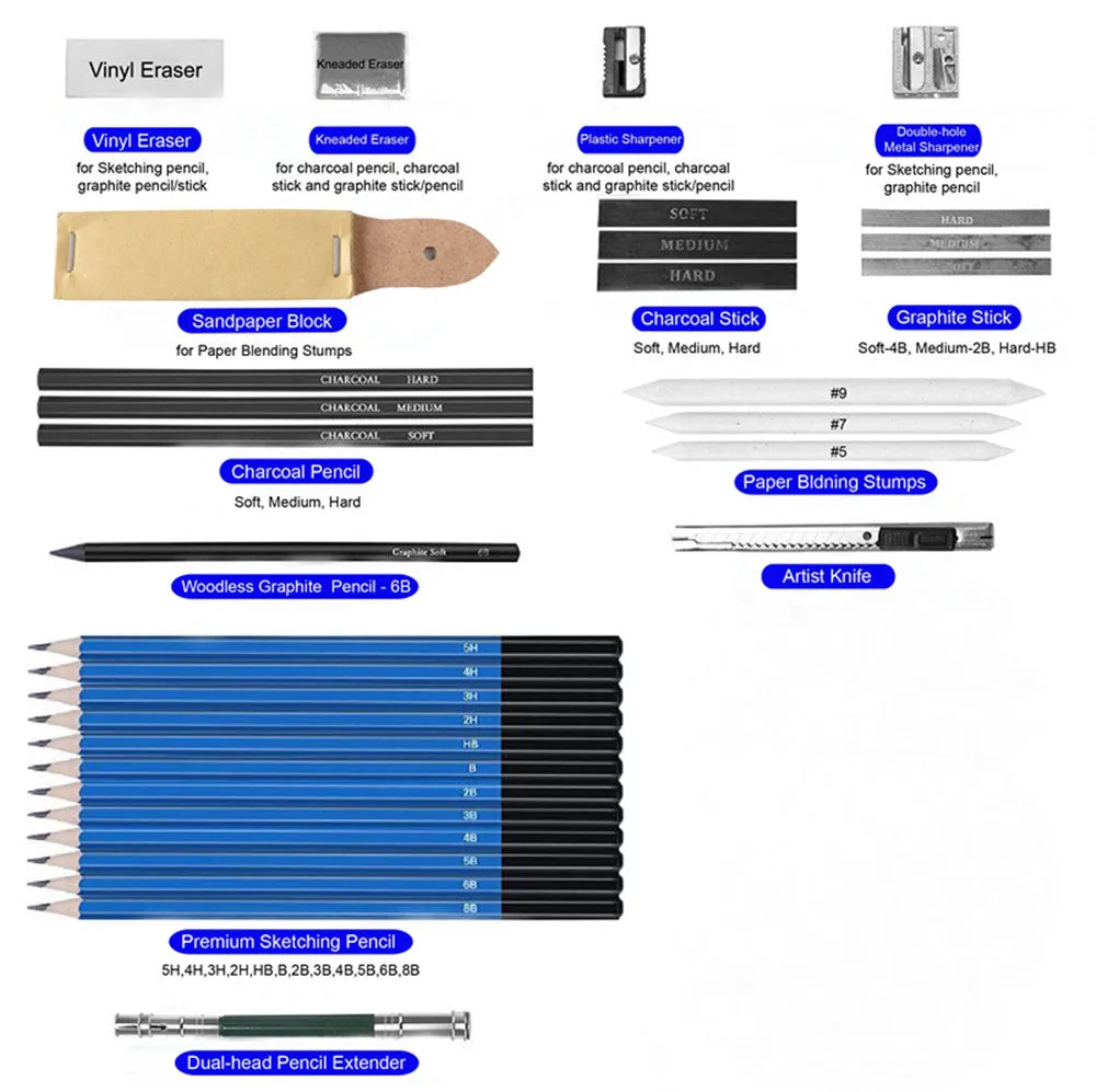 Sketch pencil set of 33 pieces tool set