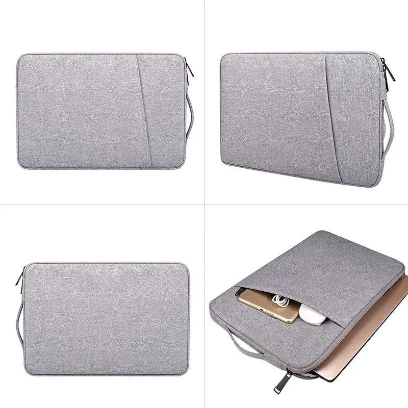 Sleek And Stylish Slant Zipper Designed Laptop Sleeve-Ash