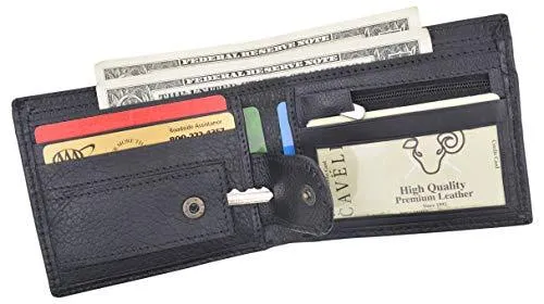 Slim Mens Bifold Wallet Premium Leather Credit Card ID Holder Key Pocket Wallet 404060