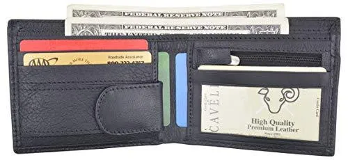 Slim Mens Bifold Wallet Premium Leather Credit Card ID Holder Key Pocket Wallet 404060