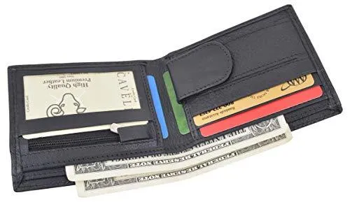 Slim Mens Bifold Wallet Premium Leather Credit Card ID Holder Key Pocket Wallet 404060