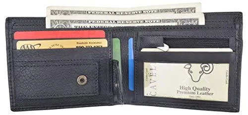 Slim Mens Bifold Wallet Premium Leather Credit Card ID Holder Key Pocket Wallet 404060